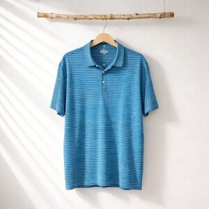 J.Crew Performance Polo Shirt Mens XXL Blue Striped Short Sleeve BN774